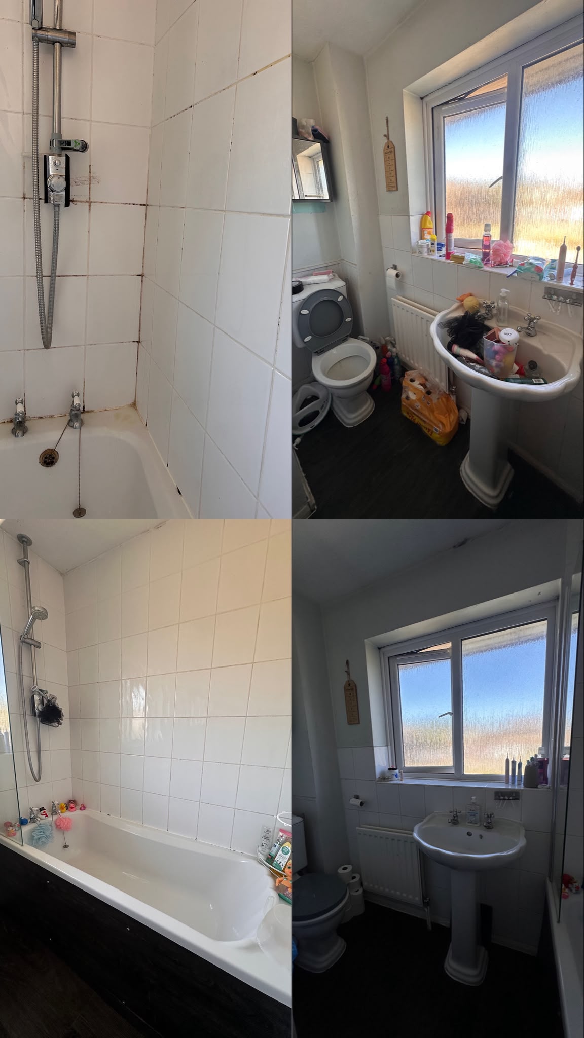 Bathroom before and after a deep clean by Mya's Maids